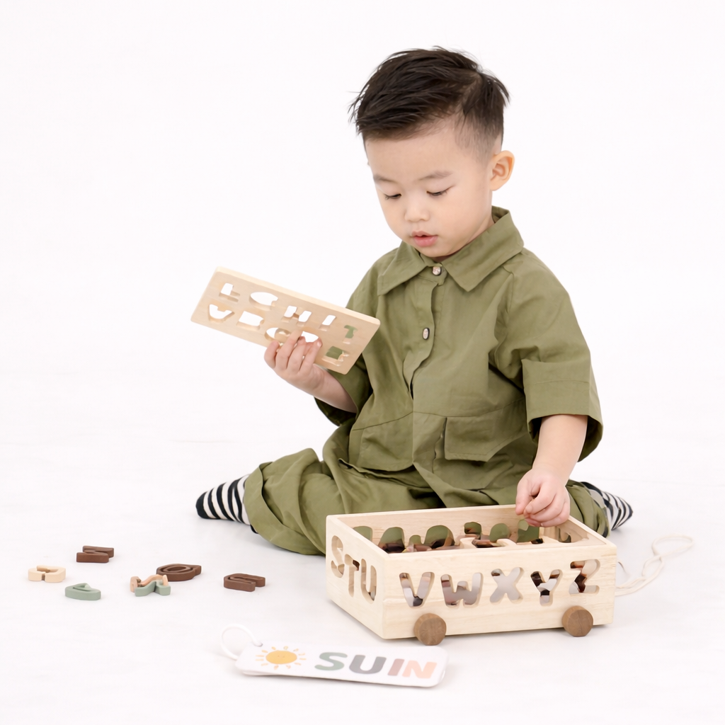 Wooden ABC Alphabet Learning Wagon Toy